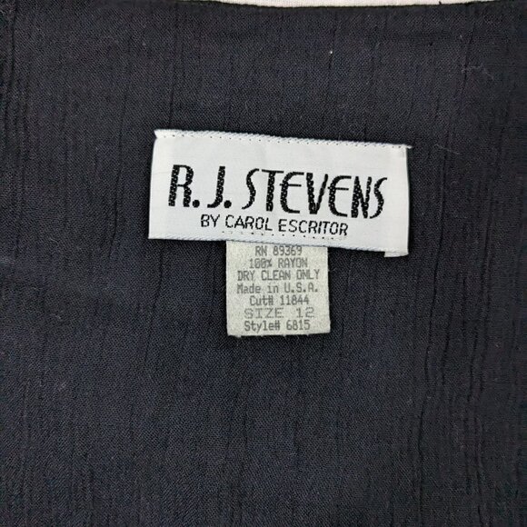 Vintage RJ Stevens Black Button Tunic Top - Picture 4 of 5